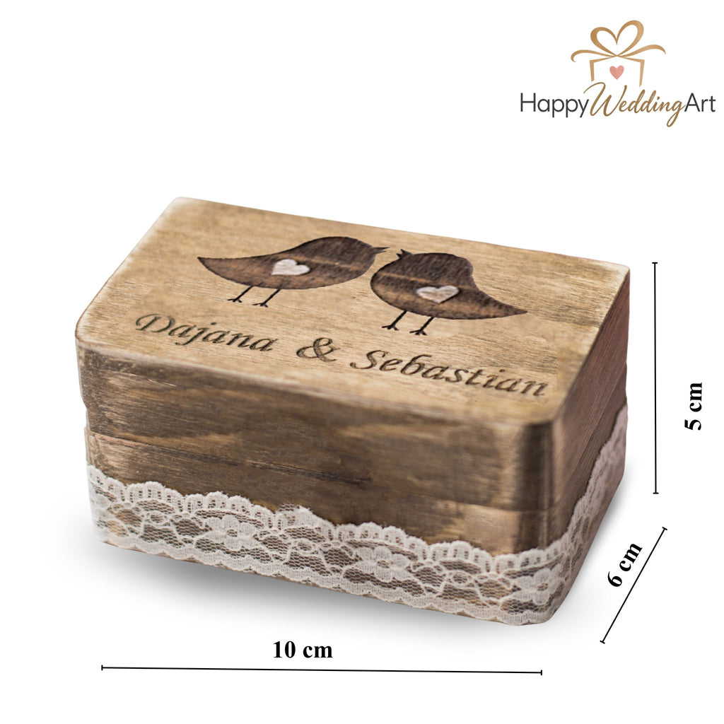 Personalisierte Ringbox mit Maßen 10 × 6 × 5 cm