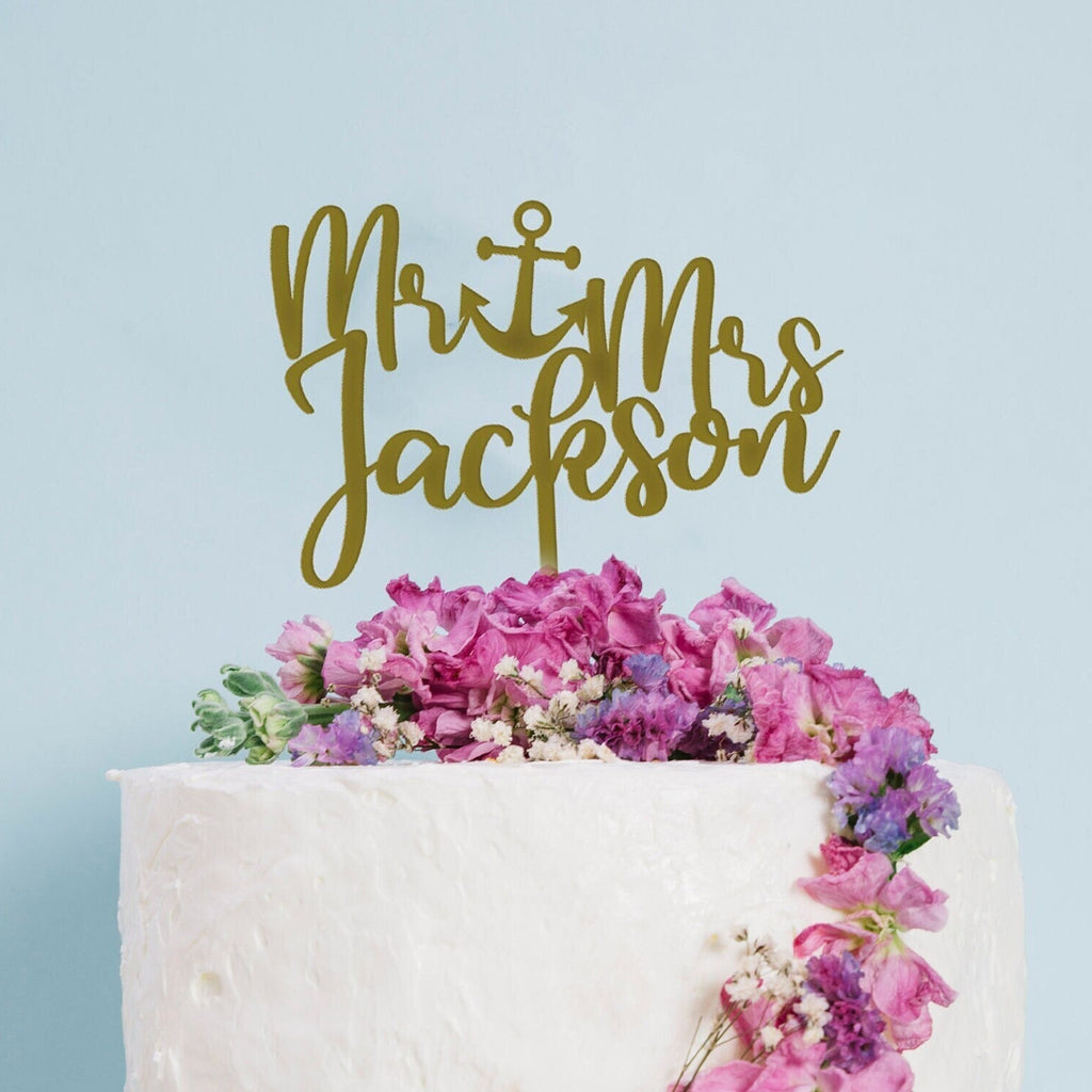Personalisierter Anker-Caketopper für die Strand party beach wedding