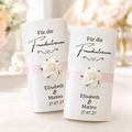 Personalisierte Freudentränen-Taschentücher mit Satinband & Rose