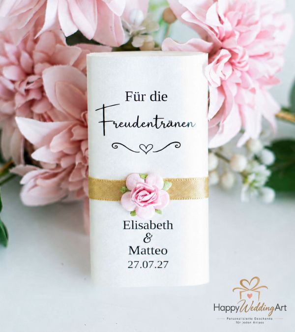 Set personalisierter Freudentränen-Banderolen für Hochzeitsgäste