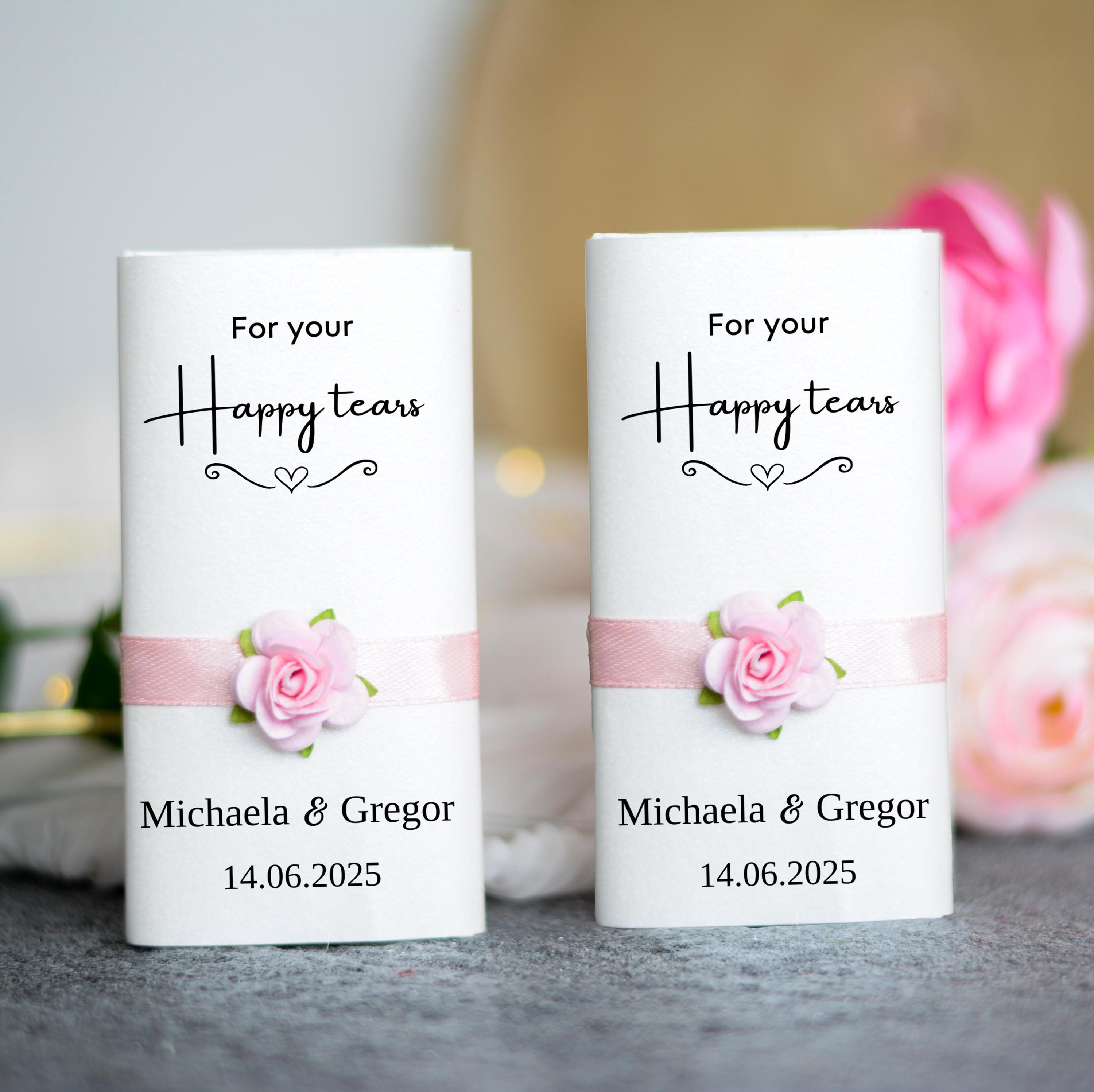 Personalisierte Hochzeitstaschentücher für Freudentränen