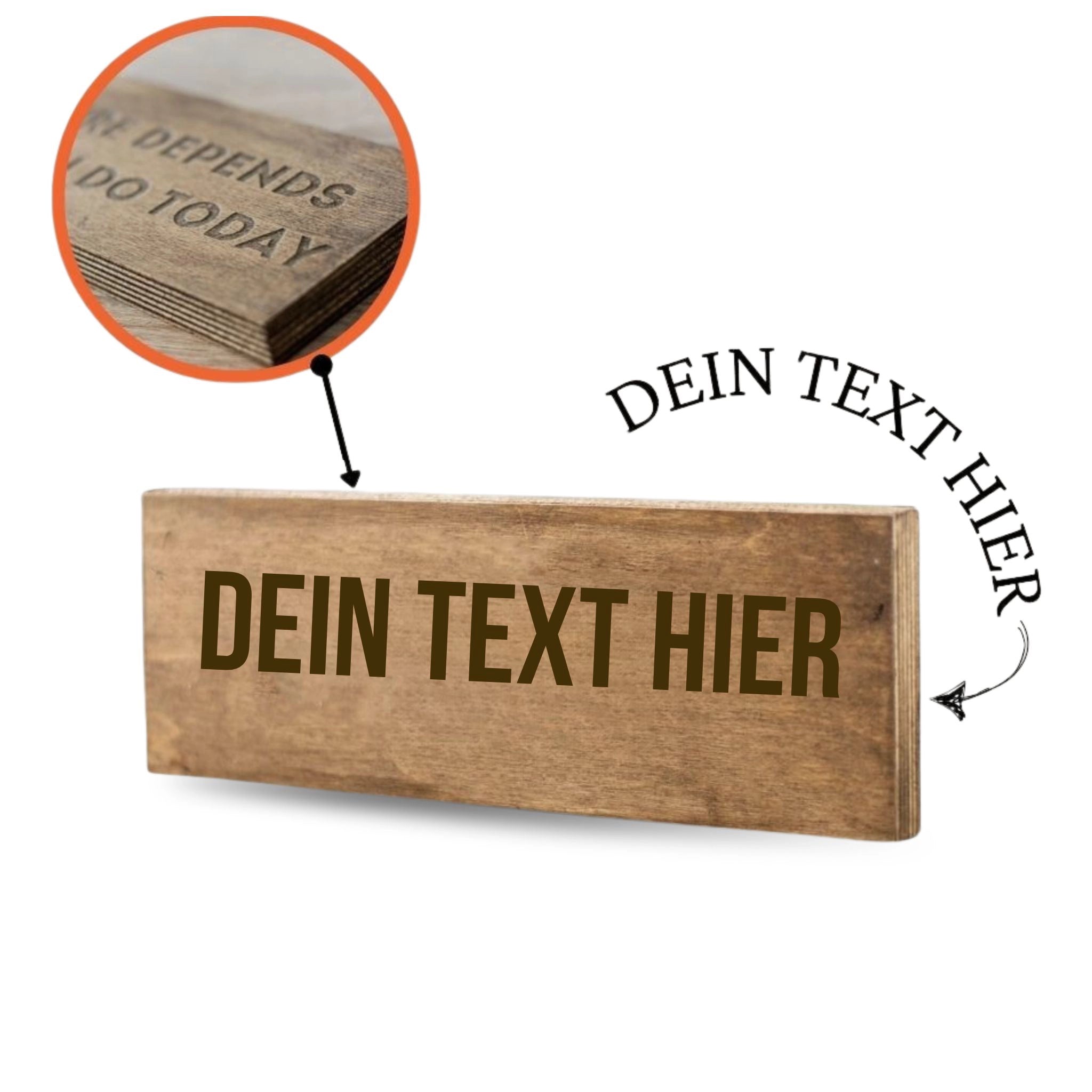 Personalisiertes Motivationsschild aus Holz als Bürodekoration dein text