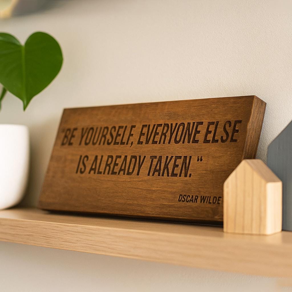Personalisiertes Motivationsschild aus Holz als Bürodekoration