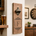 Personalisierter magnetischer Wand-Flasche nöffner aus Holz mit initialen
