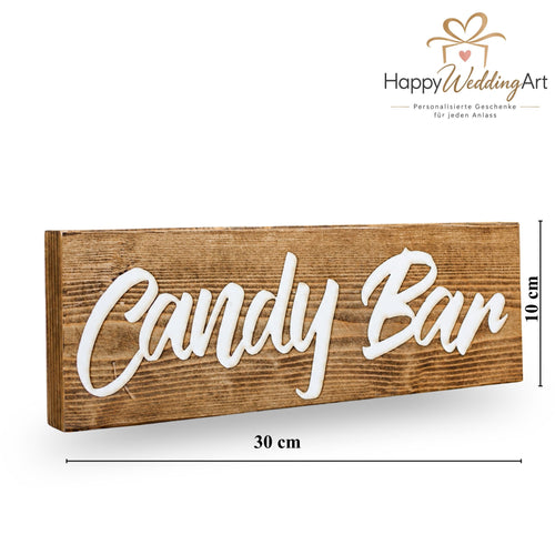 Candy-Bar-Schild aus Holz mit den Maßen 30 × 10 cm