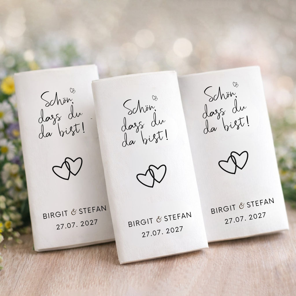 Personalisierte Freudentränen-Taschentücher zur Hochzeit