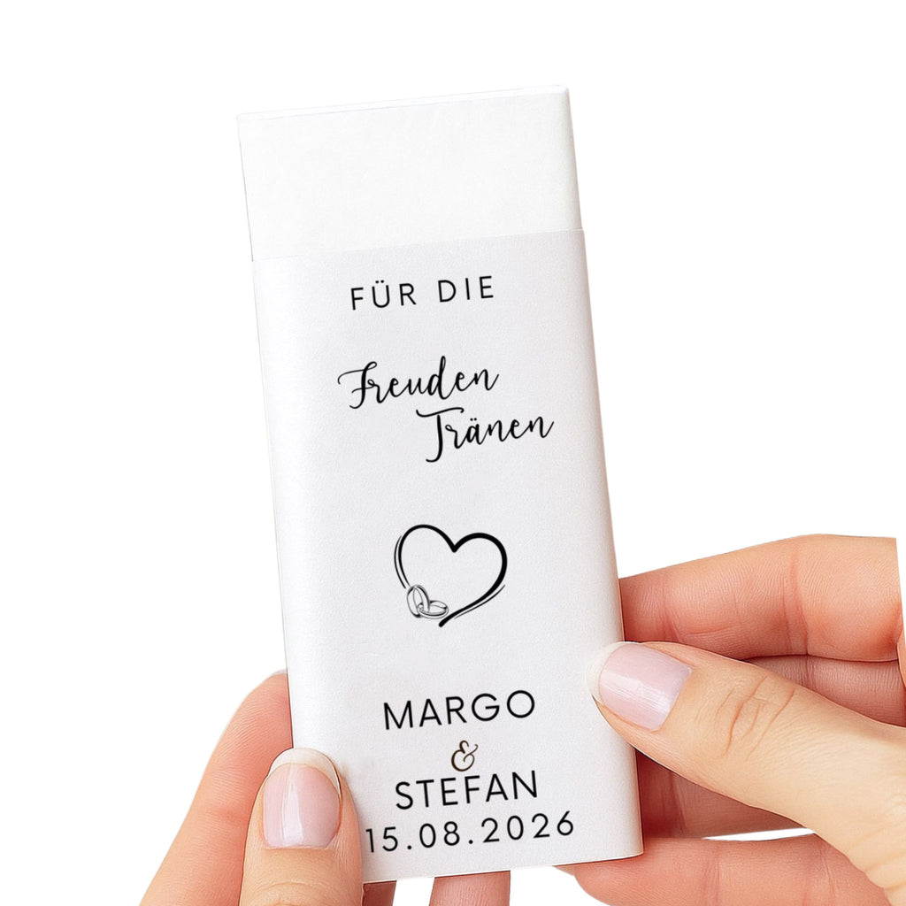 Taschentuercher banderolen deko geschenk fuer geaste mt namen und datum