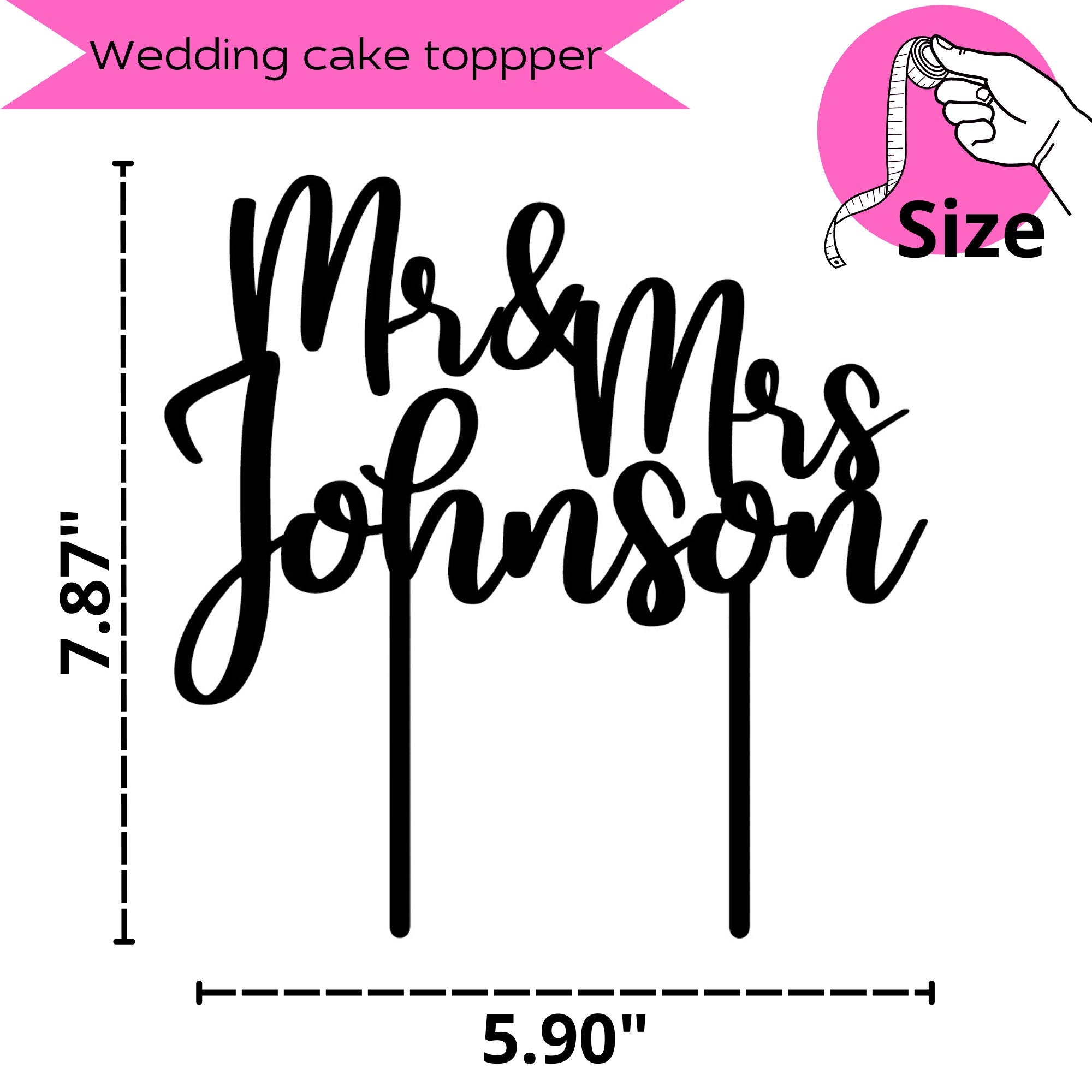 Abmessungen des Hochzeitstorten-Toppers mit ca. 15,2 × 20,3 cm