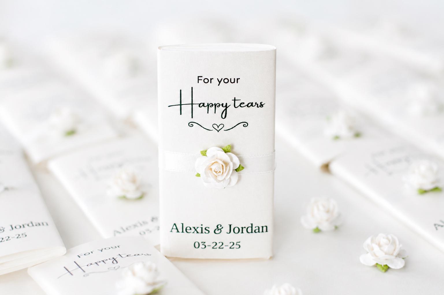 Personalisierte Hochzeitstaschentücher für Freudentränen gastgeschenk