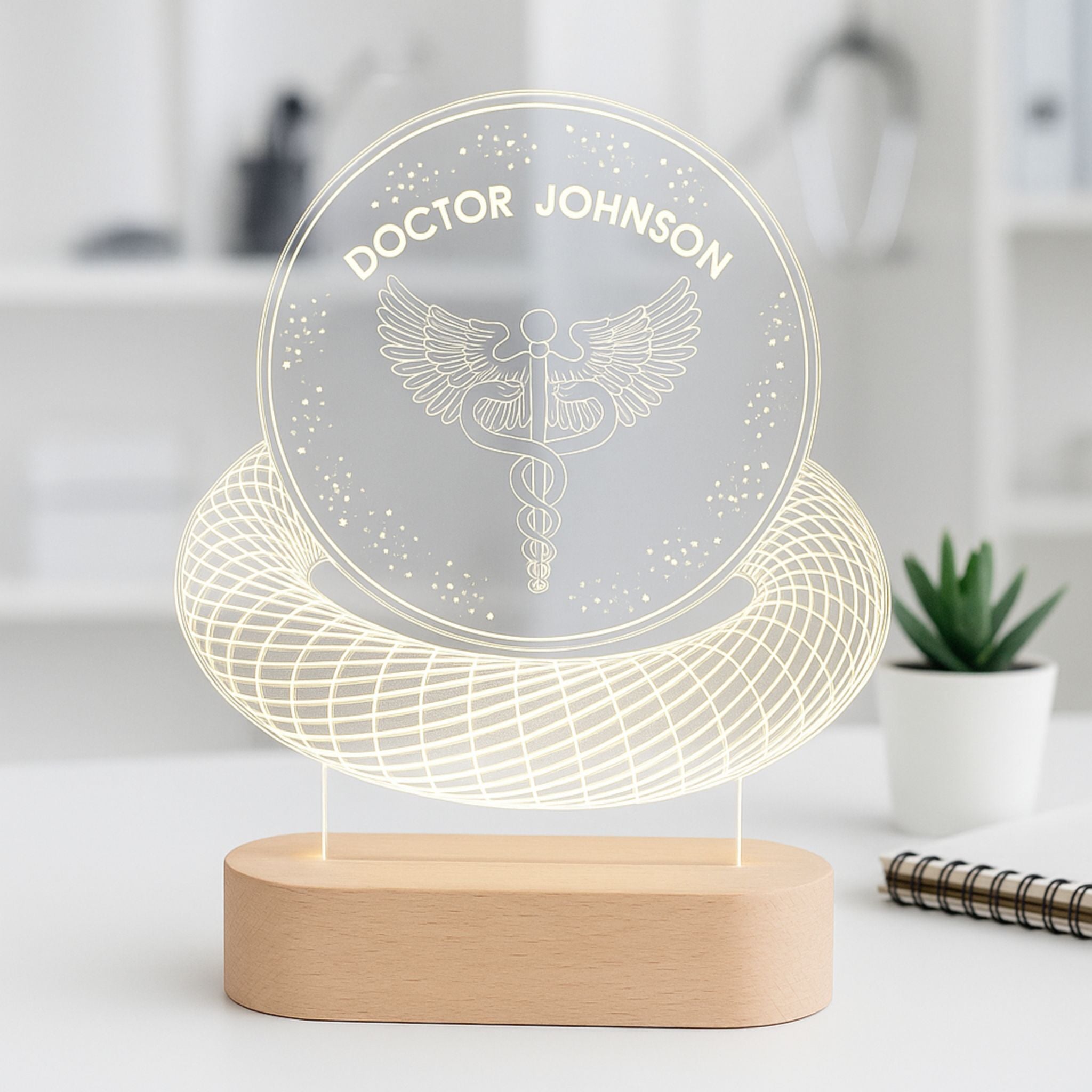 Personalisierte LED-Lampe für Arzt mit Namen