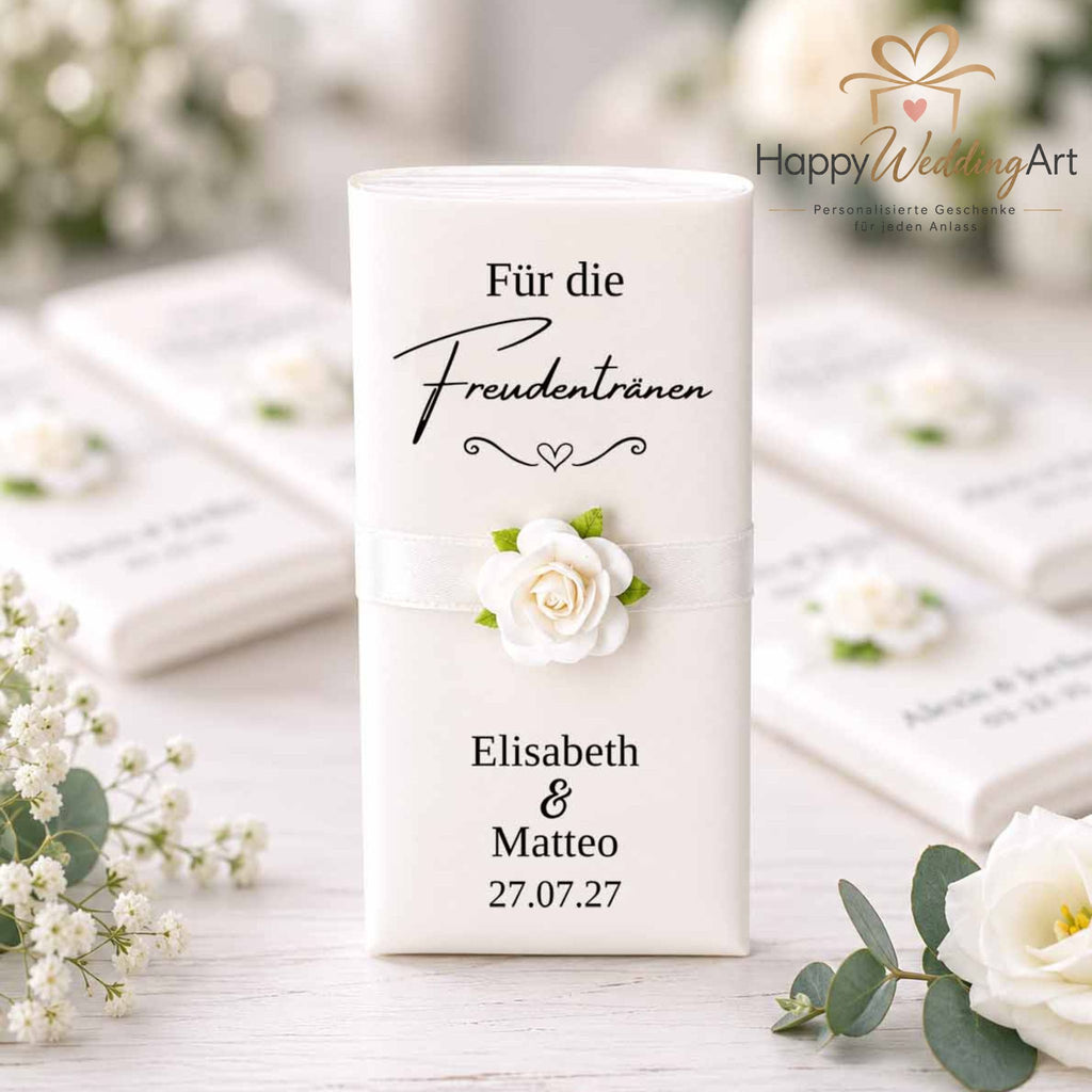 Taschentücher als Tischdekoration zur Hochzeit