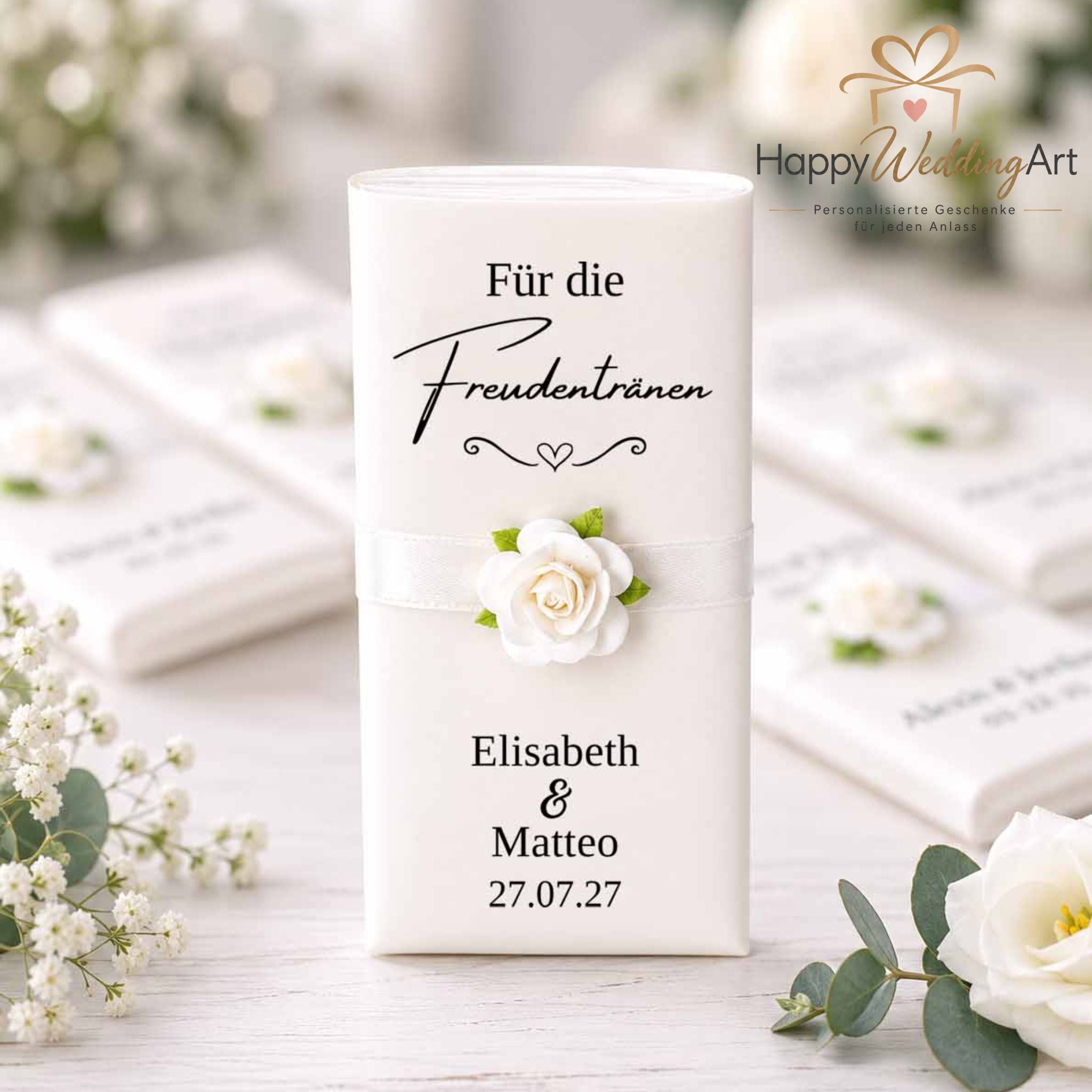 Taschentücher als Tischdekoration zur Hochzeit