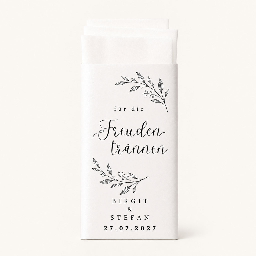Freudentränen Taschentücher Hochzeit
Gastgeschenk Hochzeit personalisiert