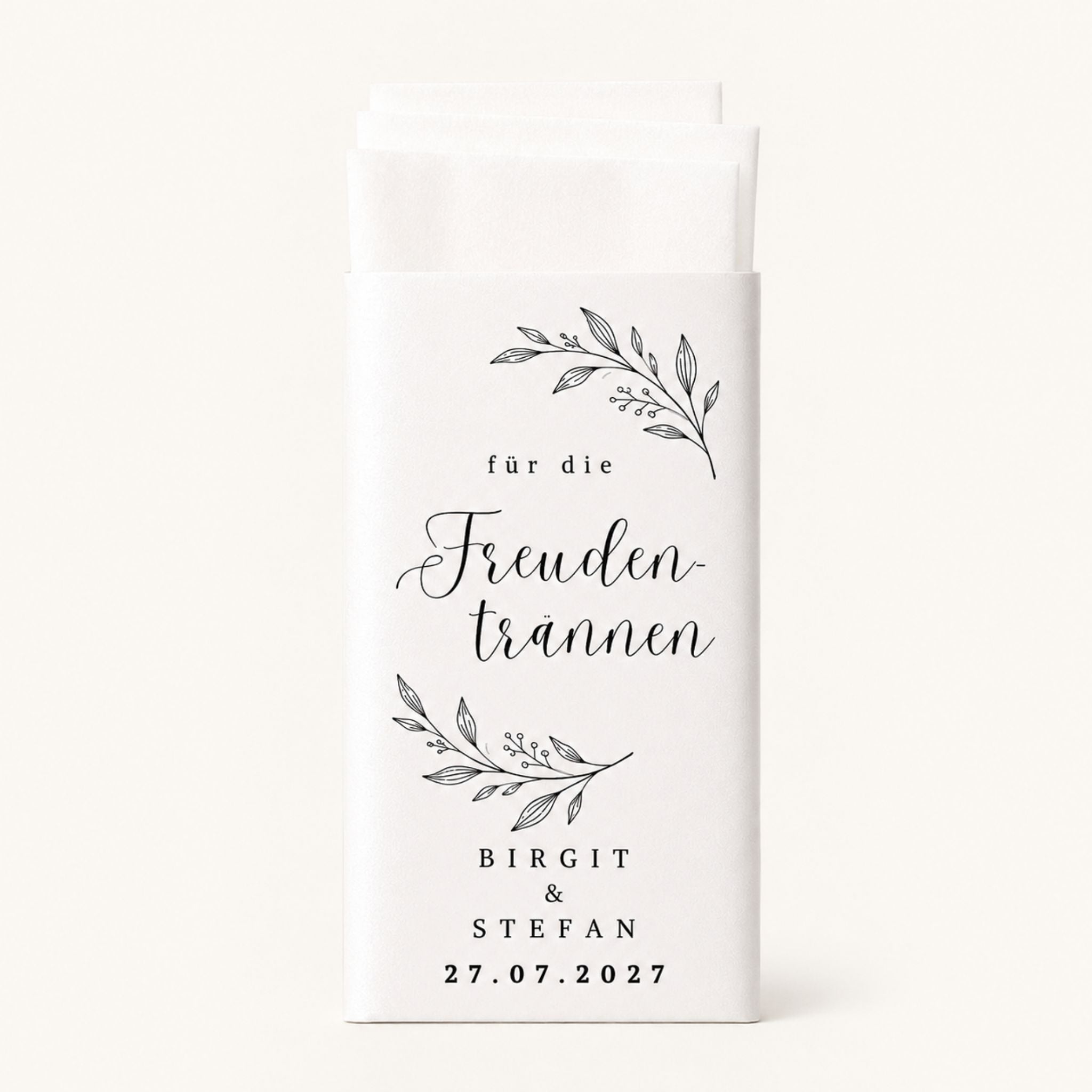Freudentränen Taschentücher Hochzeit
Gastgeschenk Hochzeit personalisiert